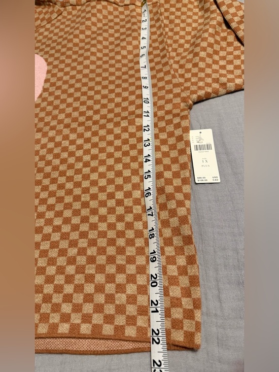 NWT Anthropologie Maeve Carys Mock
Neck Sweater Checkerboard Heart Tan & Pink 1X - Picture 9 of 11